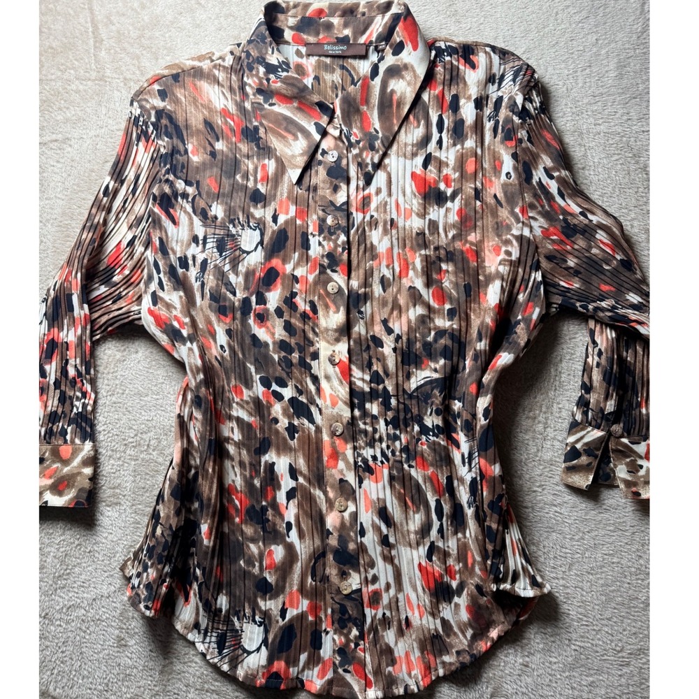 Belissimo New York Women Pleated Button Down Shirt PL IndieSleeze MobWife 90s